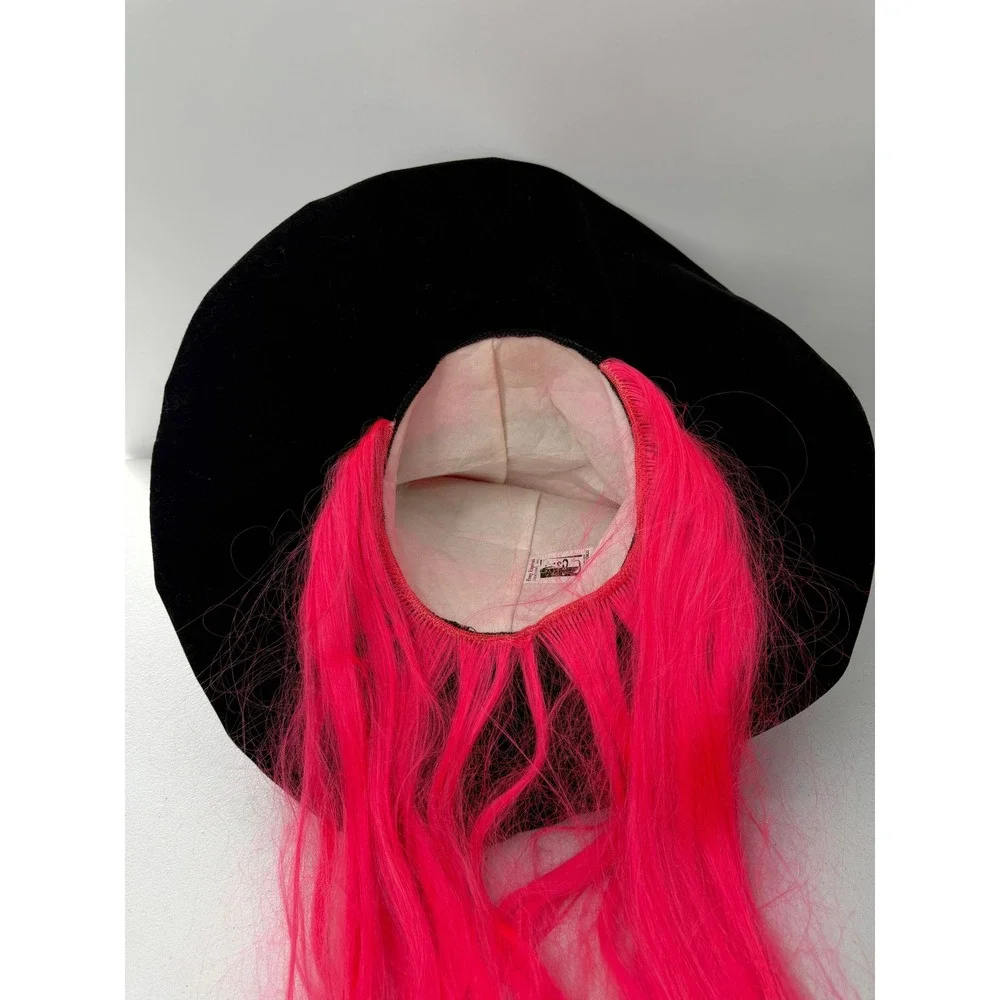 Pony Express Creations Witch Hat with Pink Hair Halloween Costume Accessory OS